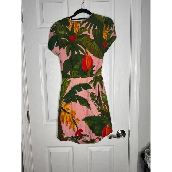 FARM RIO Cocoa Forest Cut-Out Mini Dress Size S Tropical‎ Beachy Vacation - Picture 4 of 9